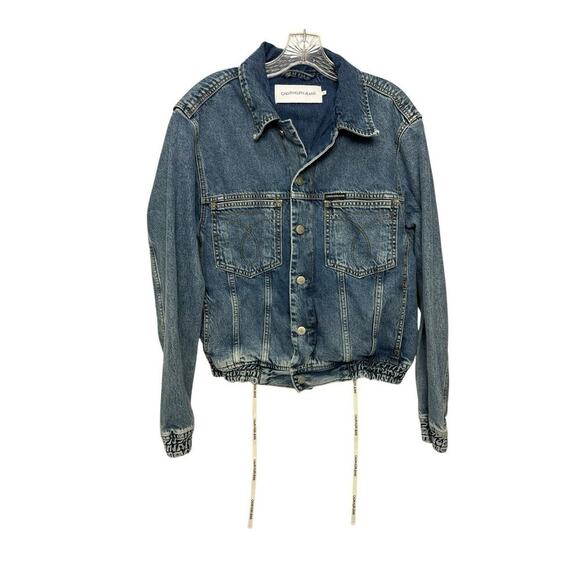 Calvin Klein 90s Denim Jacket Varsity College University Jeans Blouson Bomber S - Picture 3 of 11